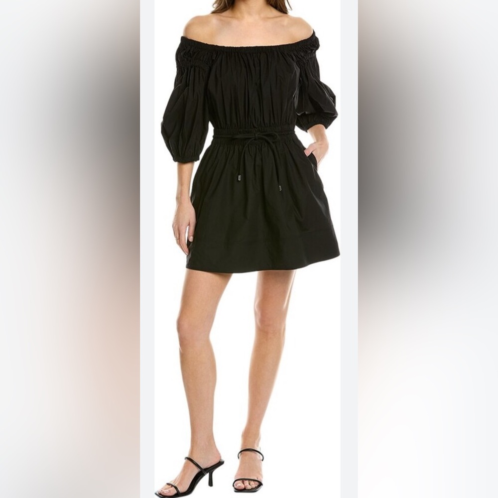 A.L.C. Maya Black Cotton Mini Dress.